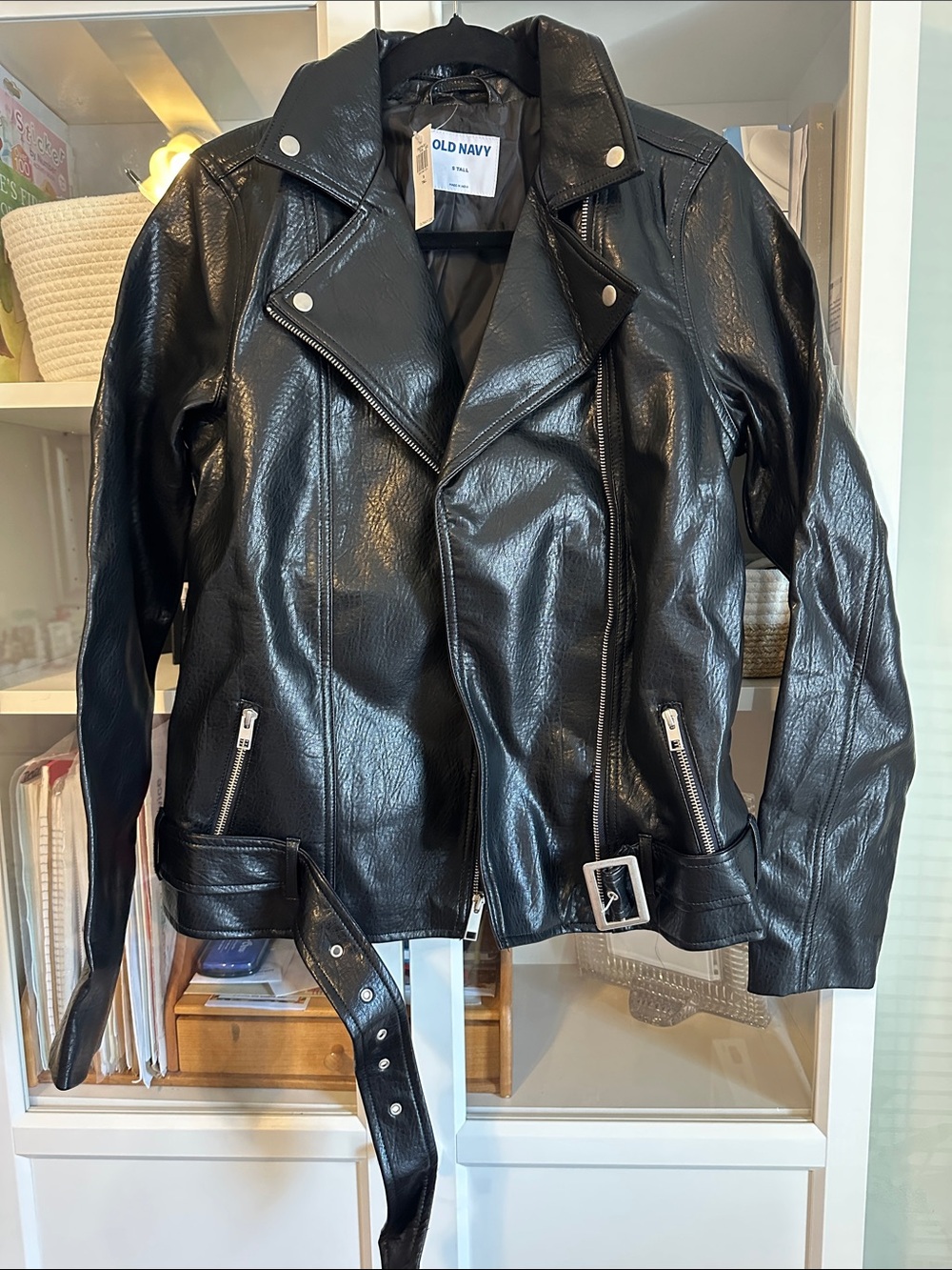 Old Navy, Leather-style Moto Jacket size S Tall